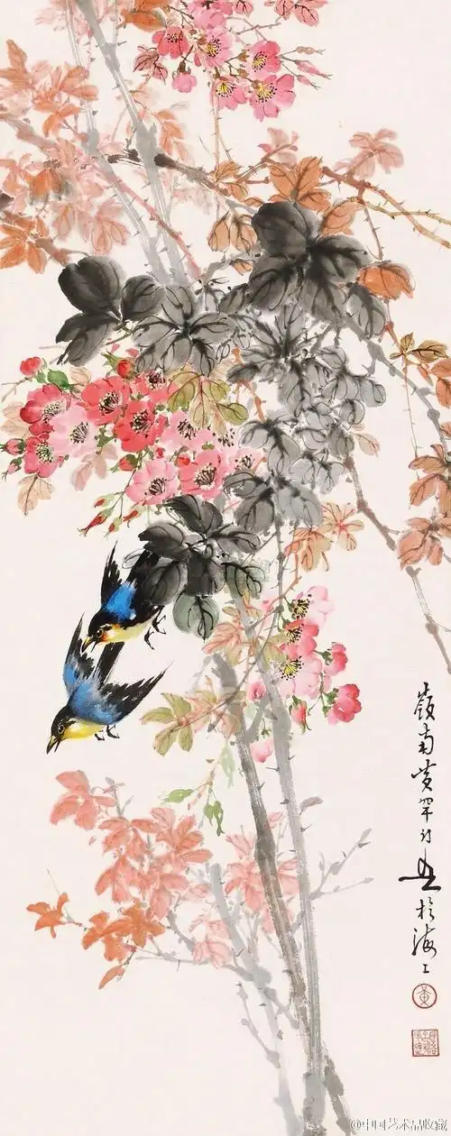 岭南画派#【 黄幻吾 《花鸟图》 】黄幻吾(1906-1985)精研国画,善绘