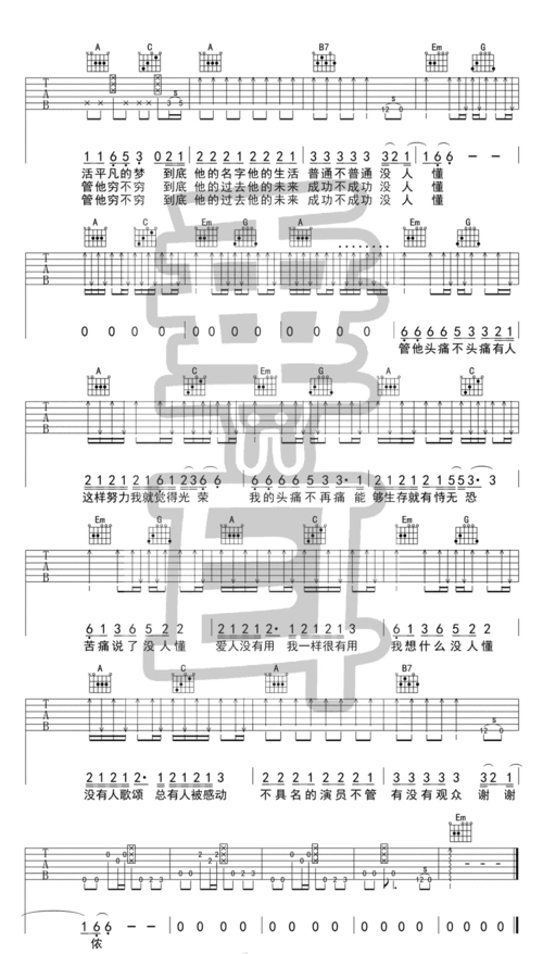 谢谢侬吉他谱_陈奕迅_g调弹唱谱高清版