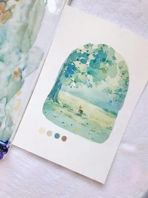 简单水彩风景更个小过程