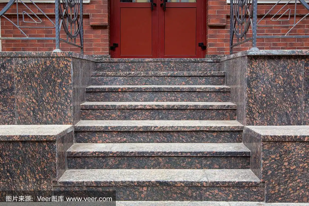 建筑物门,门阶,特写,花岗岩,正面视角