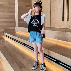 女童小衫洋气时髦t恤9中大童2022新款10夏季11衣服12岁女孩夏装13