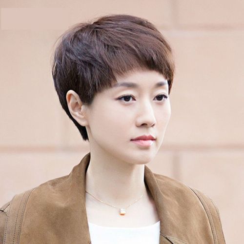 马伊琍假发女短发真发假发套时尚短直发发型逼真自然马伊琍同款