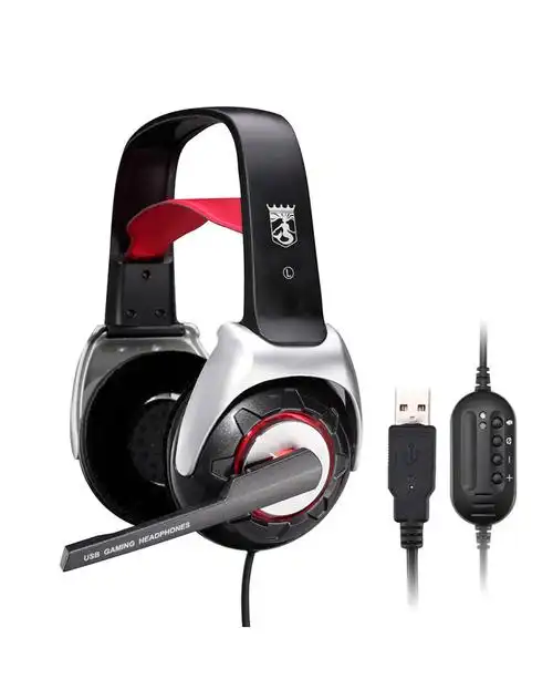 黑/灰色usb头戴式耳机麦克风