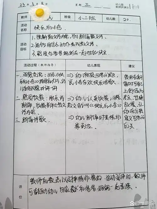 幼儿园小班听课记录 幼儿园小班《快乐的小鸟》和《爸爸的胡子》听课