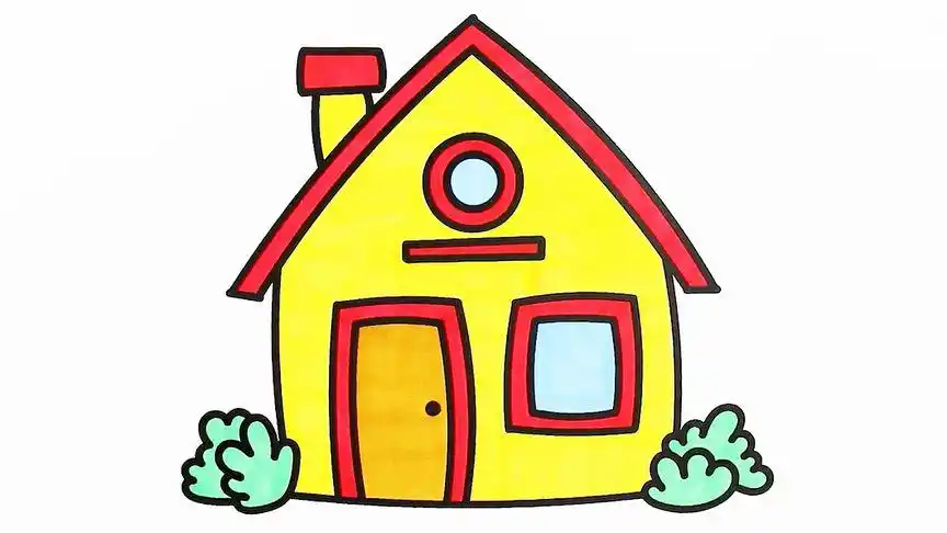 黄色的小房子简笔画涂色教程