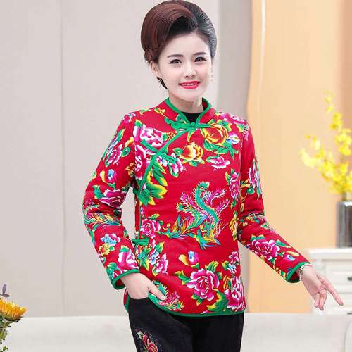 大花棉袄东北农村老式套装女冬中国风小短款纯棉花复古加厚棉服超