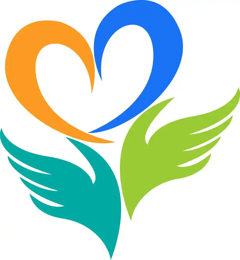 心医院护理徽标,插画艺术的心脏医院护理徽标与孤立背景