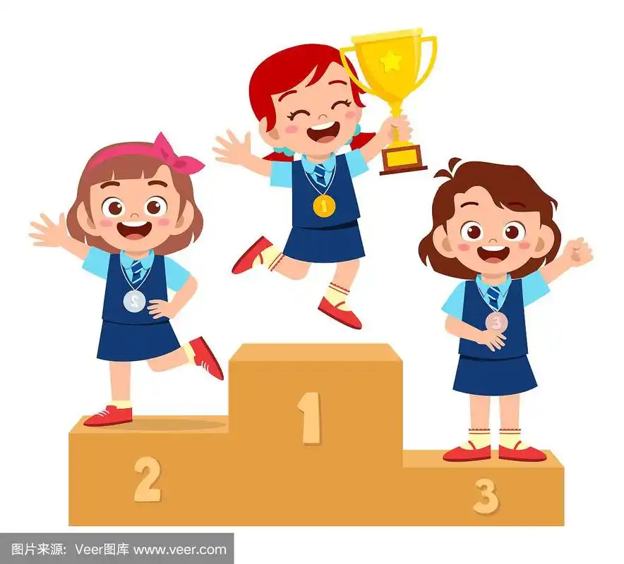 快乐可爱的小男孩赢得领奖台