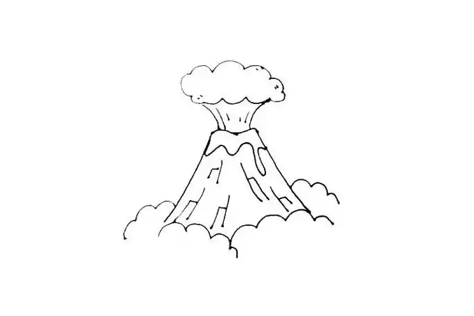 火山爆发简笔画,火山爆发图片,大自然简笔画