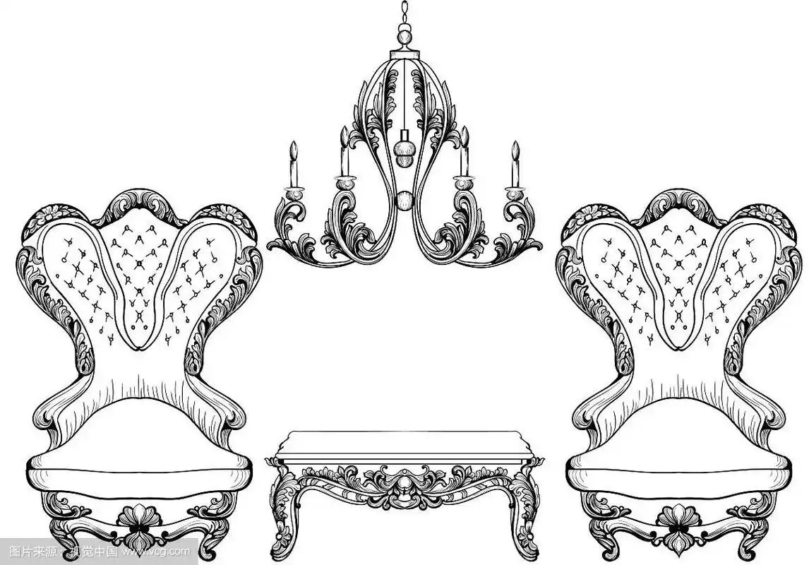 客厅家具配有巴洛克式扶手椅