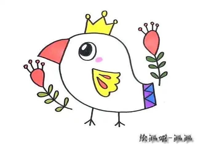 关于风景的简笔画小鸟蜡笔