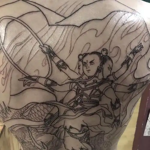 哪吒线条未完成,下次扩线_纹身吧社区 - 纹身大咖