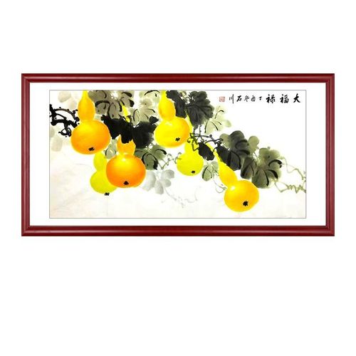 葫芦挂画现代中式餐厅饭厅装饰画单幅风水国画福禄图五福临门壁画