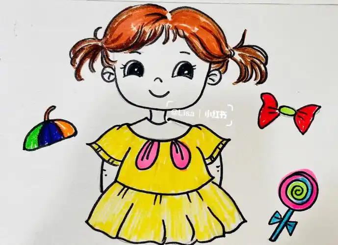 儿童画卡通人物素材可爱小女孩