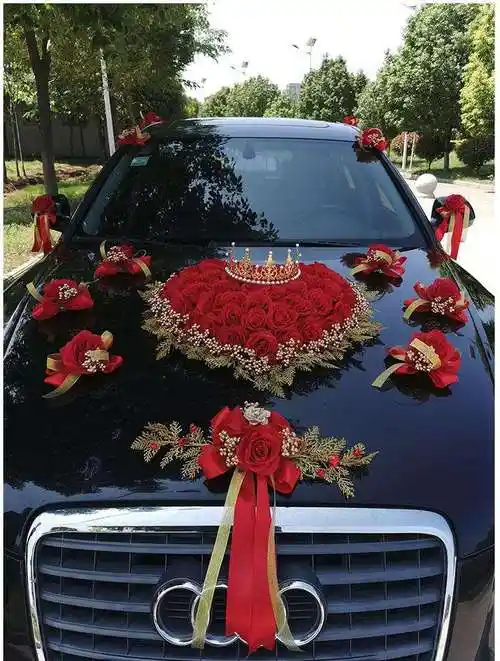 吸盘式婚车车队装饰全套头车花婚车花新款2021主婚车套装大气浪漫