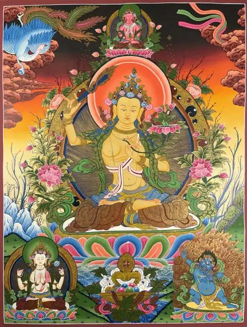 文殊菩萨三怙主唐卡