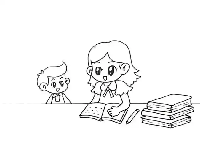 正在批改作文的老师_简笔画 - 搜图案网