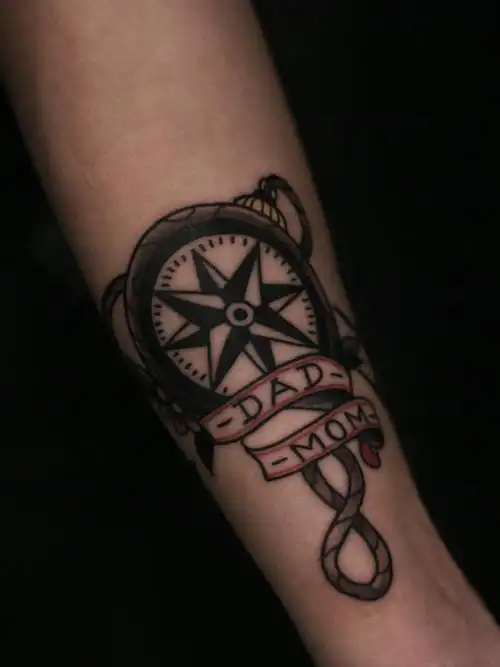 old school指南针_纹身图案手稿图片_张璐的纹身作品集