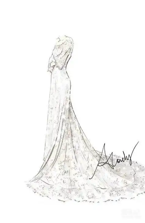 拖尾婚纱简笔画设计图