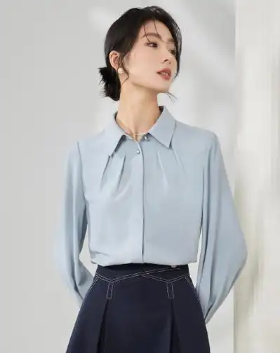 法式雪纺褶皱2024年新款衬衫春装女长袖上衣大码时尚通勤女装