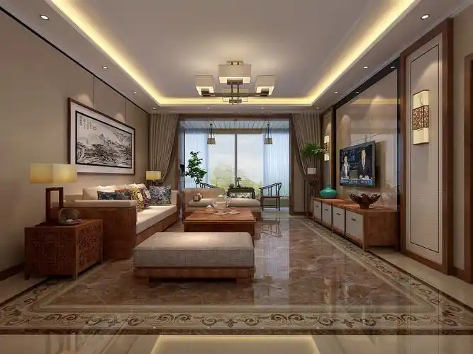 太原市中式风格190平米装修效果图案例_山西太原今朝装饰装修设计案例