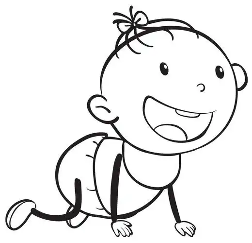 宝宝素描,一个婴儿在白色背景上的剪影