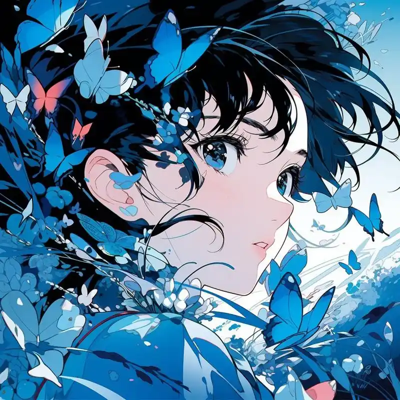 蓝色系女孩动漫头像,清新唯美的少女气息!