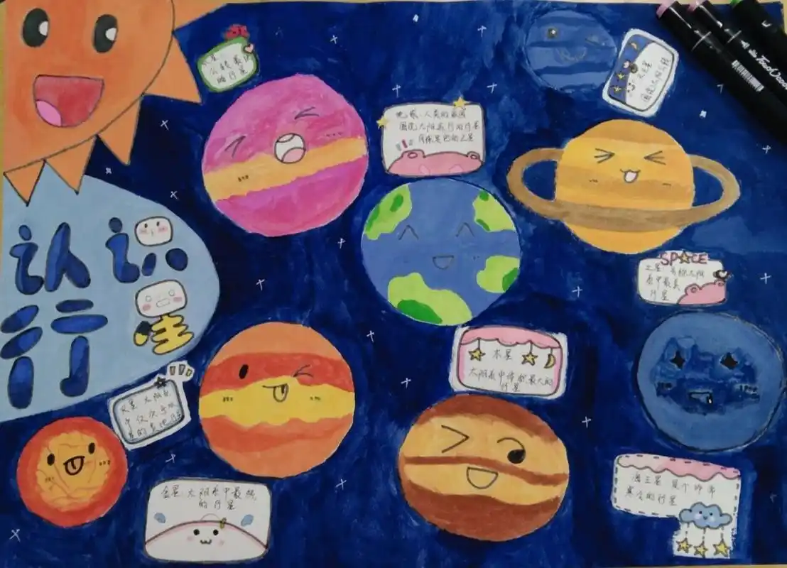 八大行星环创手抄报 终于完工了