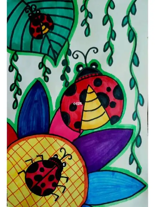 儿童简笔画七星瓢虫