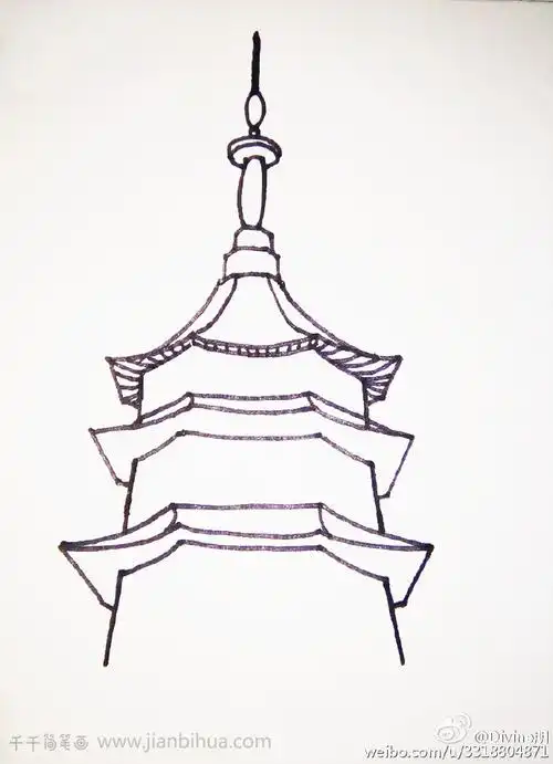 雷峰塔简笔画_建筑简笔画