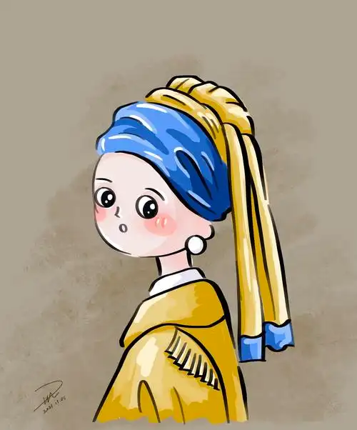 带珍珠耳环的少女