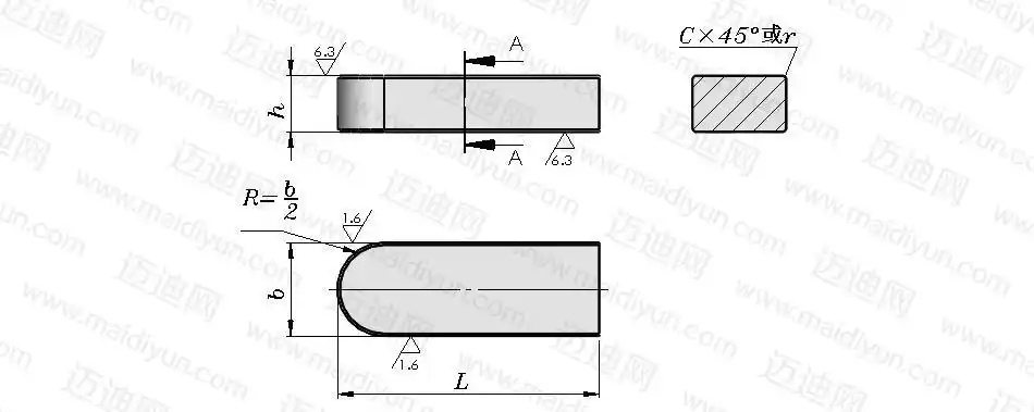 薄型平键c型[gb/t 1567-2003]