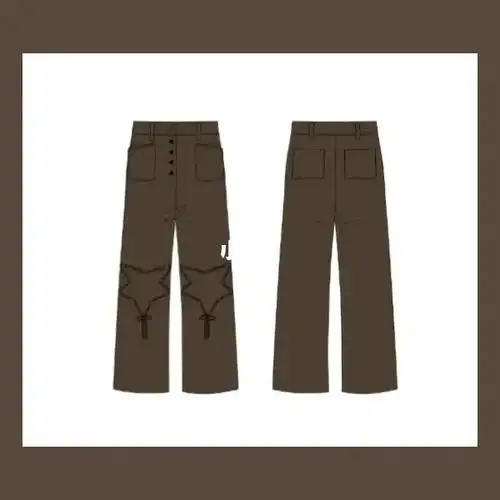 星星抽绳工装裤裤裤设计稿