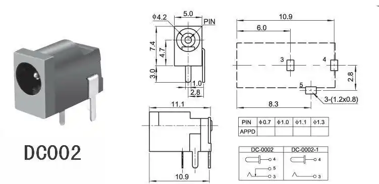 供应;立式直流电源母座dc-012 5.5x2.0dc插座