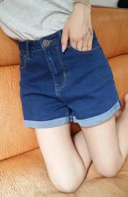 加肥加大码高腰a字牛仔短裤女胖mm夏季弹力宽松阔腿卷边热裤 潮