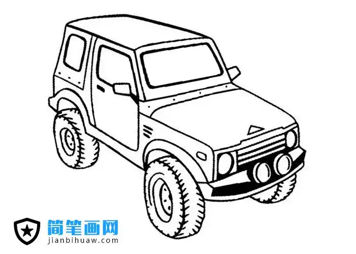 超酷越野车简笔画图片