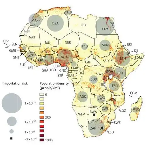 高的国家,其次是尼日利亚和埃塞俄比亚,摩洛哥,苏丹,安哥拉,坦桑尼亚