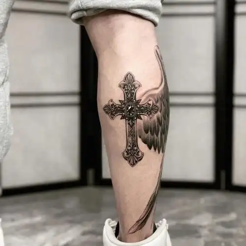 十字架翅膀纹身丨南京纹身