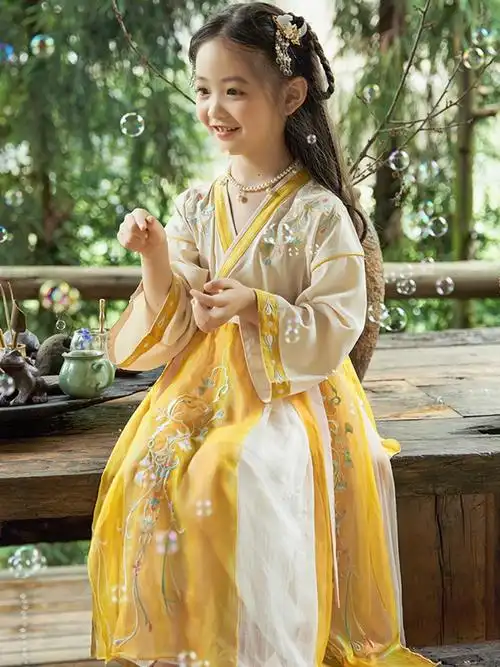 女童汉服春秋新品儿童交领魏晋襦裙宝宝古装中国风超仙小女孩唐装