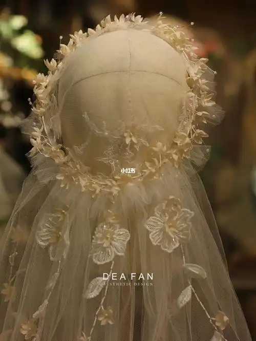 手工刺绣新娘头纱_头纱_刺绣_手工制作_头饰_新娘头纱_婚嫁_婚礼造型