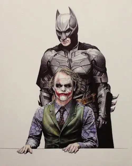 圆珠笔手绘蝙蝠侠黑暗骑士