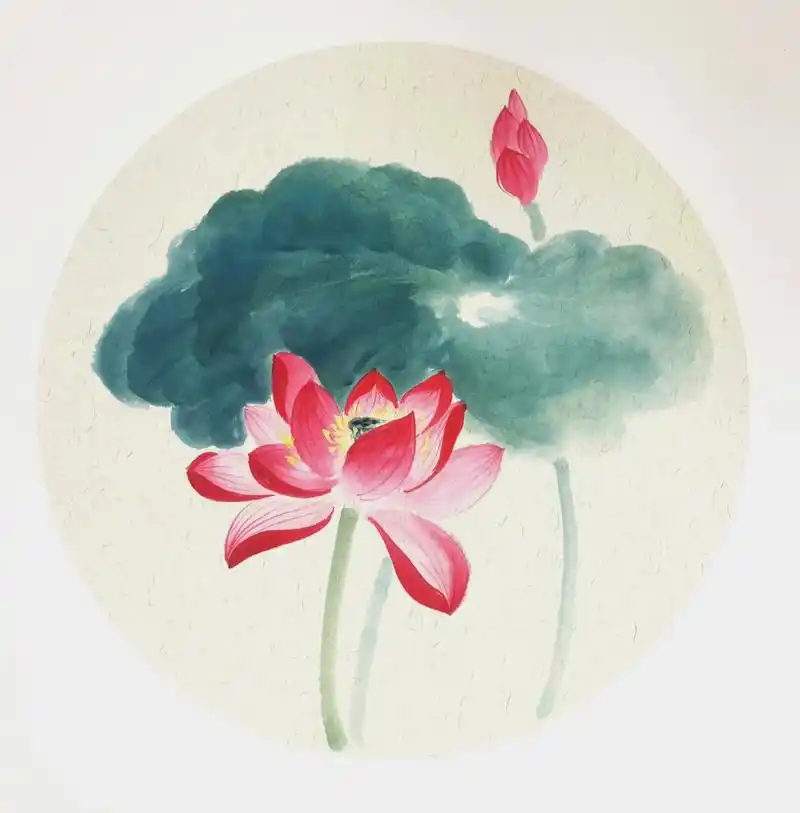 清趣》花鸟 苏青-《荷塘清趣》花鸟 纸张尺寸:外方内圆生宣卡纸38x38