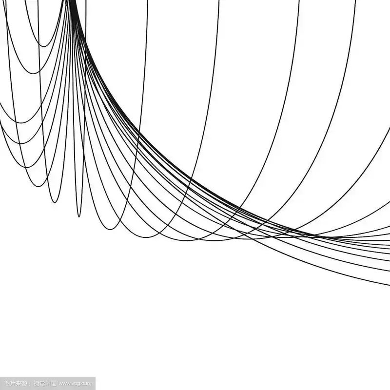 抽象的几何背景.在透视中发散的细线的曲线.