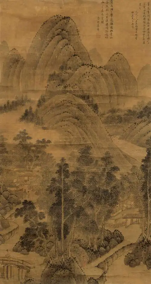 0391 春山访友 立轴 设色纸本