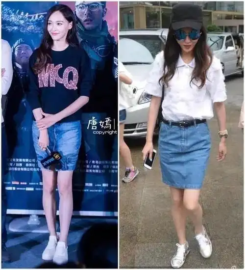 穿上牛仔裤的唐嫣要比杨幂美!