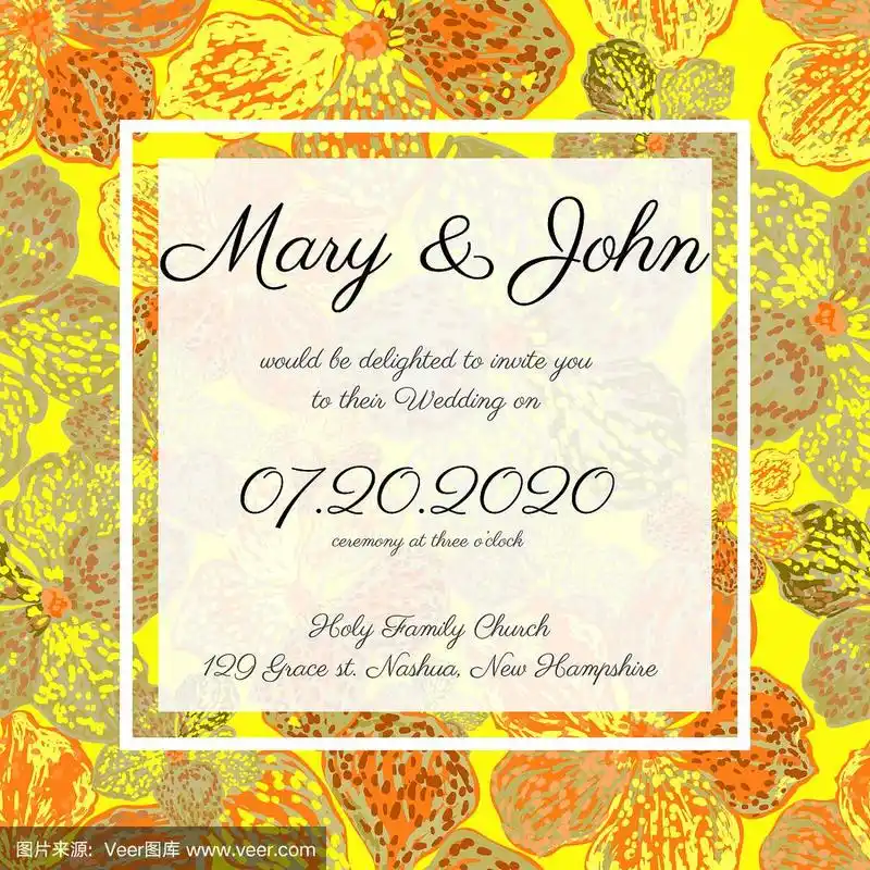 invitation card template with floral pattern