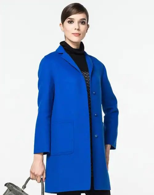 宝蓝色法式简约气质羊毛大衣