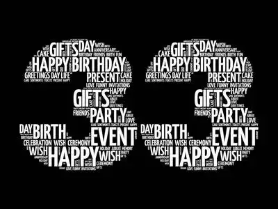 33岁生日快乐词云拼贴概念照片