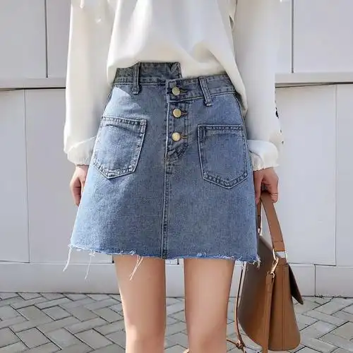 牛仔半身裙女春夏季2018新款大码胖mm200斤高腰包臀显瘦a字短裙子