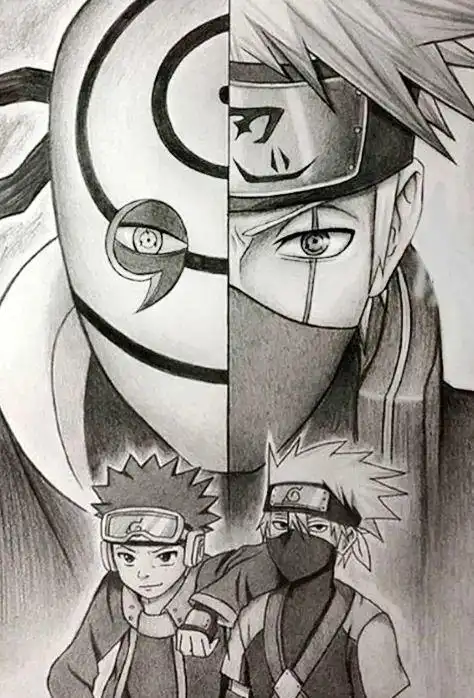 火影忍者壁纸卡卡西带土半脸壁纸图片